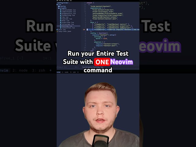 Neovim Runs ALL Tests in Your Project With One Command! #neovim #nvim #coding #react #testing #jest