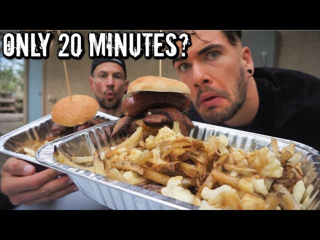 ALMOST UNDEFEATED BBQ BURGER CHALLENGE | Brisket, Sausage & Poutine | Man Vs Food