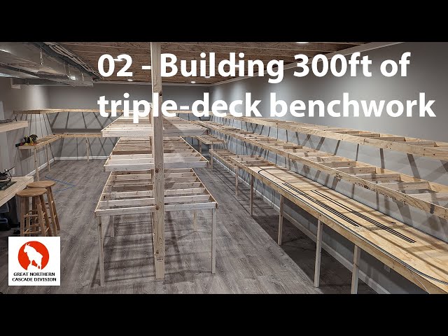 02 - Initial benchwork - 300ft N-scale triple-deck layout