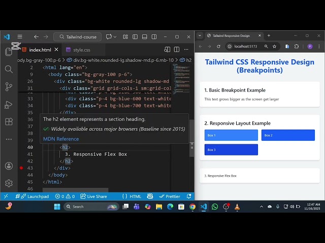 Tailwind CSS Responsive Design Explained Step-by-Step | Breakpoints (sm, md, lg) Made Super Easy