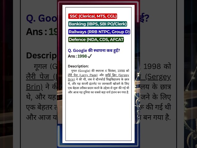 When was Google founded | Google की शुरुआत कब और किसने की 🤔 #Shorts