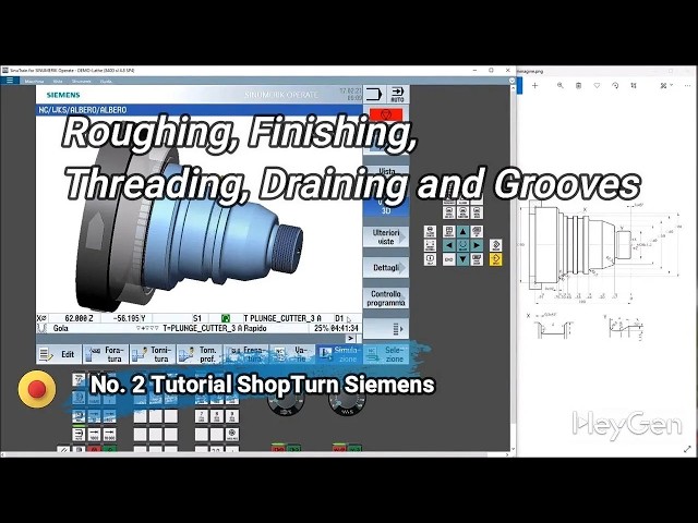 N2 Tutorial #ShopTurn Sinutrain #cnc  #siemens  , Threading, Draining and Grooving 840 D