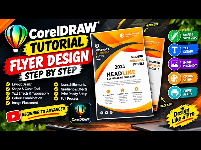 CorelDRAW Flyer Design Tutorial | Modern Business Flyer Design | Step by Step