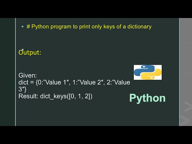 # Python program to print only keys of a dictionary