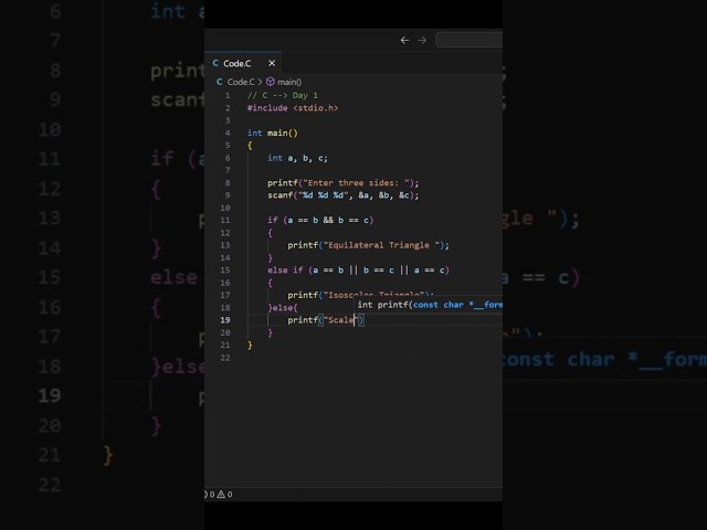 C program Triangle Type #python #coding #programming #javascript #webdevelopment #css #html #shorts