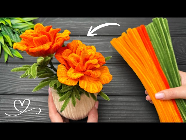 How to Make Marigolds from Pipe Cleaners 🌼 Easy DIY Flowers in a Pot