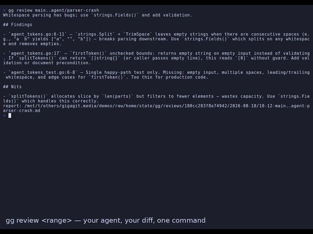 AI code review of your branch — before you open the PR (gg)