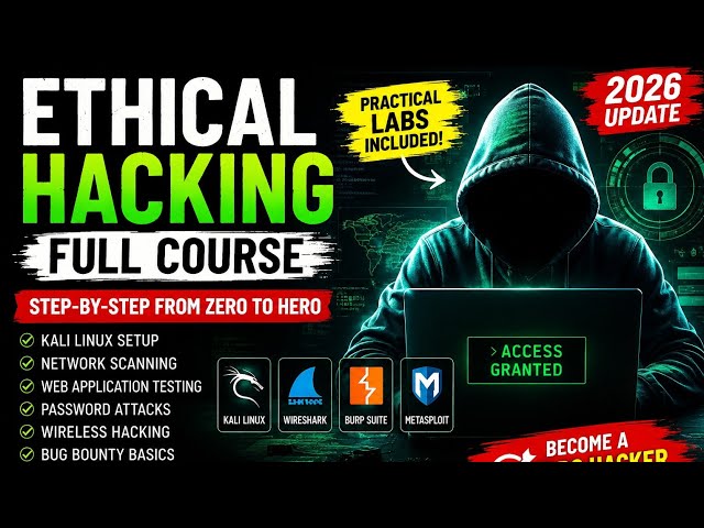 👉 Ethical Hacking Full Course 2026 🔥 60+ Practical Labs | Beginner to Pro | Kali Linux + Burp Suite
