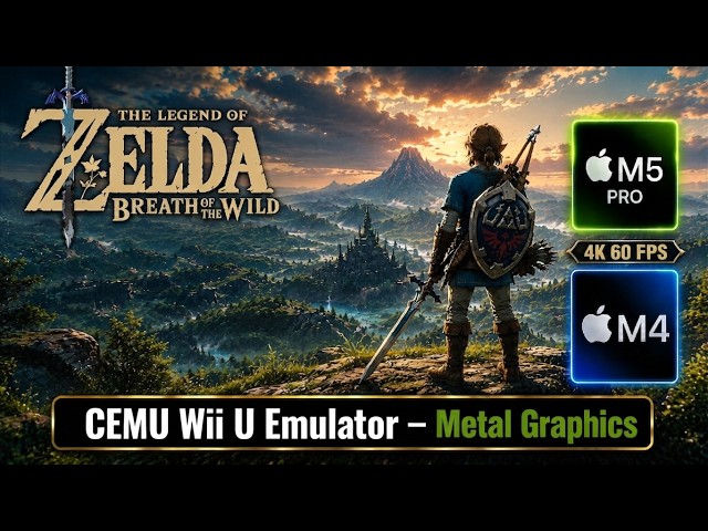 Zelda: Breath of the Wild, Mac M5 Pro & M4, CEMU Wii U Emulator, Metal Graphics: Performance Test