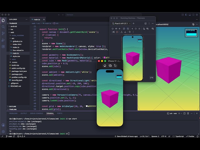 Embedding ThreeJS in Android and iOS Apps.