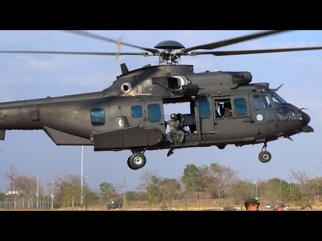 Big Helicopter Brazilian Army EC725 Engine Startup and Takeoff Video