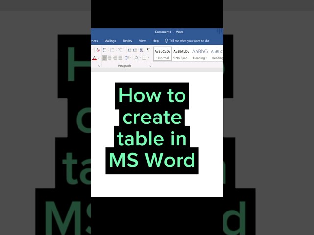 Mastering the Art of Table Creation in MS Word #msword #wordtutorials