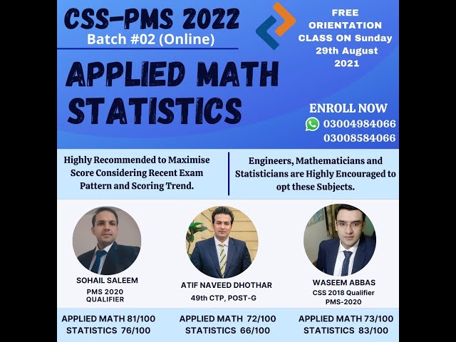 Orientation Lecture: Applied Mathematics and Statistics for CSS/PMS