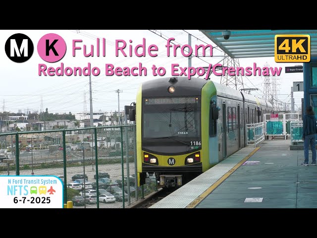 ⁴ᴷ⁶⁰ LACMTA Metro Rail - K Line Full Ride from Redondo Beach to Expo/Crenshaw