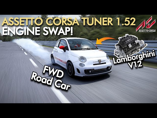 How to ENGINE SWAP | Assetto Corsa Car Tuner 1.52 Tutorial | Lamborghini V12 dropped in a FWD Car!