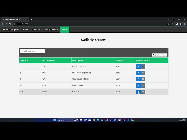 Angular app with Spring Boot API and MySQL