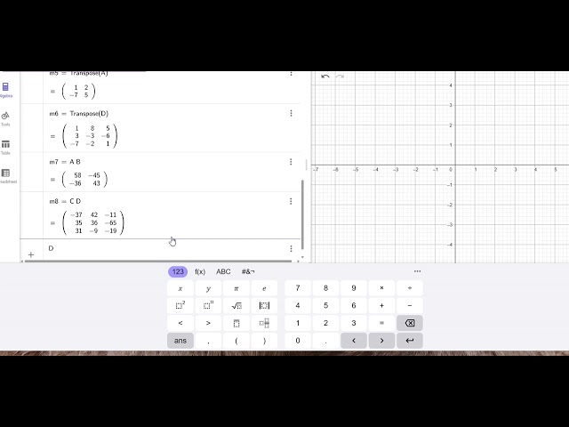 Matrix Multiplication, Determinant and Inverse of a Matrix in GeoGebra