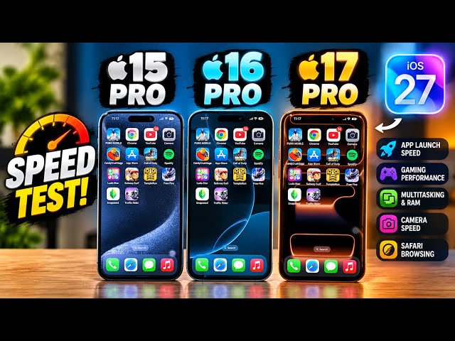 iPhone 15 Pro vs 16 Pro vs 17 Pro Speed Test on iOS 27! 🚀