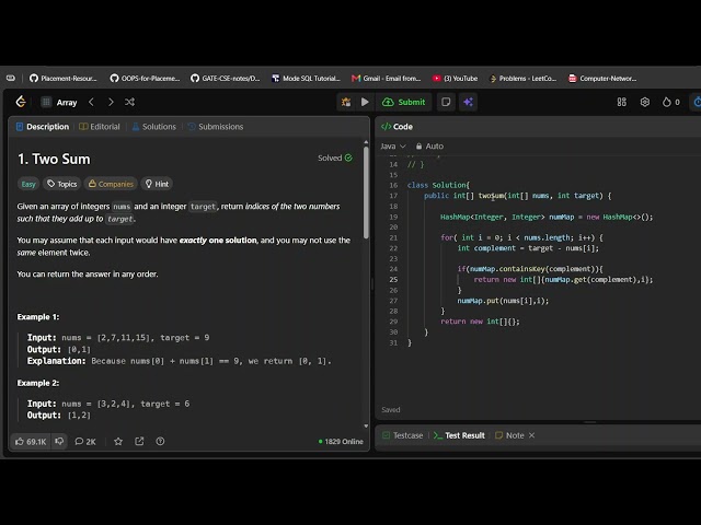 Two Sum | Leetcode | Problem no. 1 | Begineer | Easy | HashMap