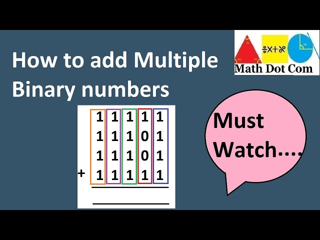 How to Add Multiple Binary Numbers (More than 3 Numbers) | Binary Addition | Math Dot Com