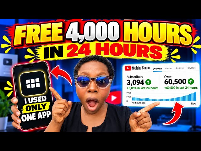GOOD NEWS💃 I Found a FREE App to Complete 4000 YouTube Watch Hours Fast (No Sitting Live!)