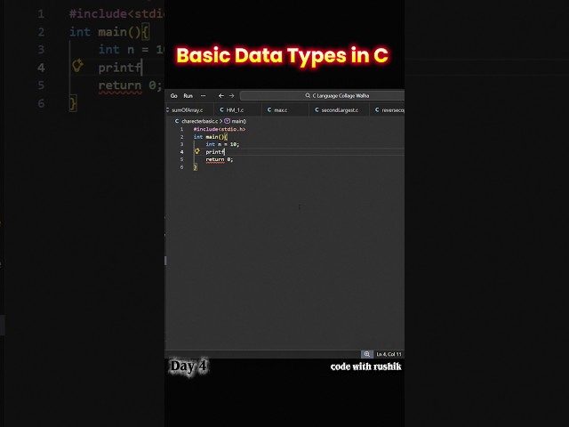 basic data types in C language #codingjourney#cprogramming#codingshorts#learncoding#studentcoder