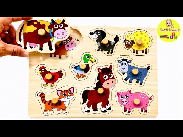 Learn Farm Animals for Kids with Fun Puzzle | Animal Names & Sounds Video for Toddlers 
