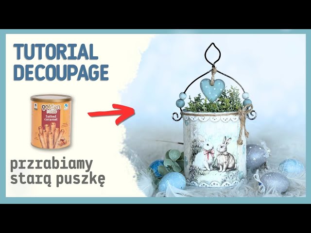 Easter flowerpot from an old can – step-by-step decoupage ♻️ DIY recycled NO. 1051