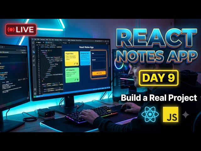 🔴 LIVE | React Notes App Part 2 🚀 | Day 9 | Live Coding
