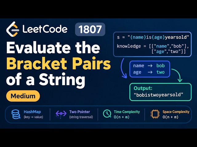 LeetCode 1807 | Evaluate the Bracket Pairs of a String | HashMap + String Traversal | Java | Medium
