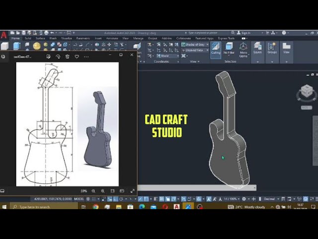 AutoCAD 3D Guitar Design Tutorial for Beginners 🎸 | Step-by-Step Creative Modeling