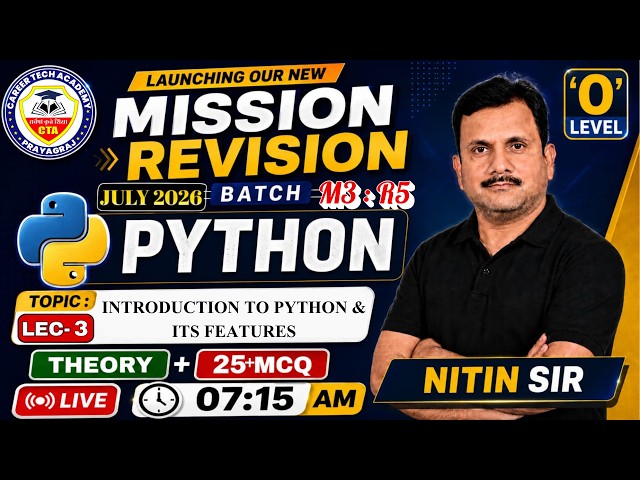 Mission Revision: Python Lec- 3  (  Introduction to Python & Its Features ) by Nitin Sir 🚀 #olevel