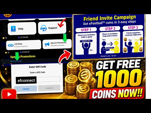 GET 1000 COINS FOR FREE ON EFOOTBALL + FREE CHANCE DEAL GIFT CODE ALL EXPLAINED!!