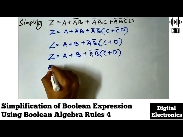 Simplification of Boolean Expression Using Boolean Algebra Rules | Important Question 4
