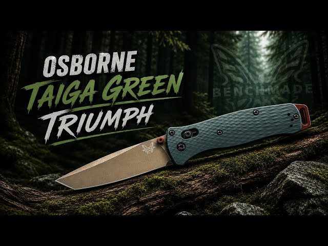 Benchmade 537FE-2601 Bailout, 3.38" S90V Tanto, Taiga Green Aluminum Handles Knife NEW 2026