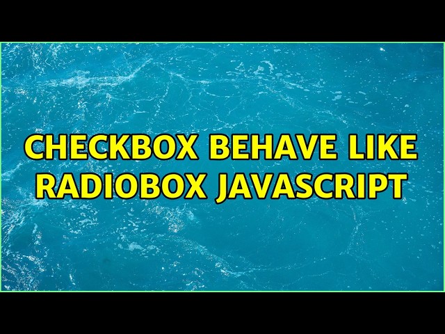Checkbox behave like radiobox javascript (2 Solutions!!)