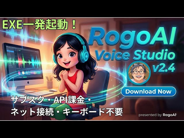 【EXE一発起動！】RogoAI Voice Studio v2.4 | 文字起こし→音声生成