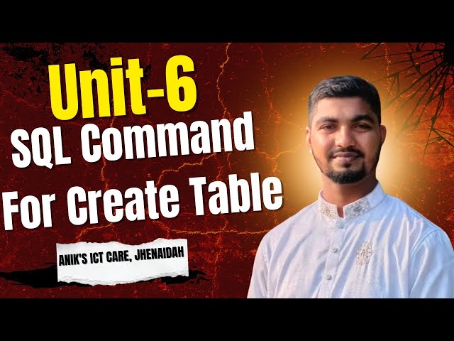 SQL Command for Create Table (Unit-6) HSC ICT