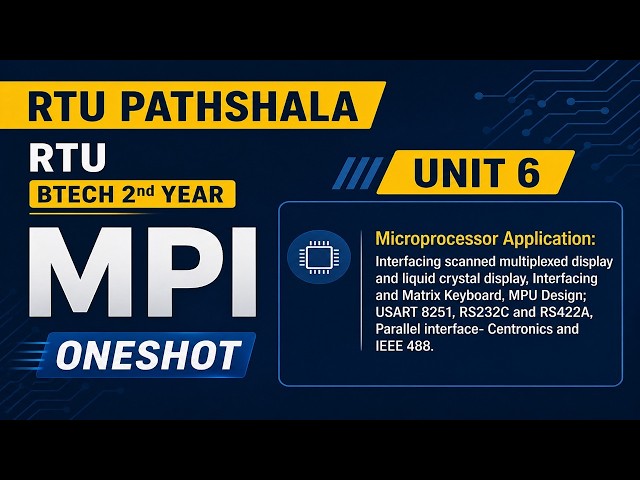 RTU BTech MPI Unit 6 One Shot 🔥 | 8251, RS232, LCD, Keyboard, IEEE 488 Complete