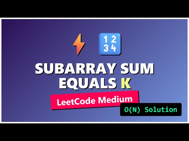 Subarray Sum Equals K - LeetCode 560 - Optimized HashMap Solution (O(N))