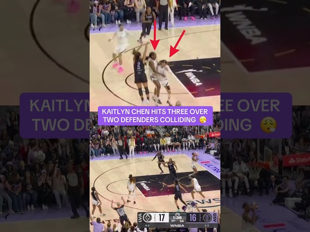 Not one but TWO defenders tried to defend Kaitlyn Chen’s shot and she still made it 🔥