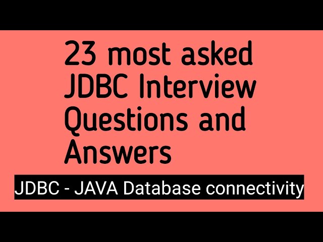 23 JDBC interview questions and answers