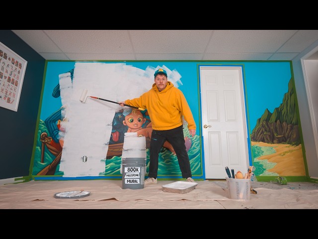 Every 100k Subscribers, I re-paint this wall in my House. (800K Milestone Mural)