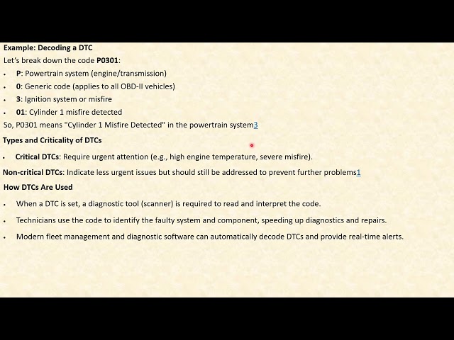 1.Diagnostic Trouble Codes (DTCs) Detailed Explanation and Nomenclature