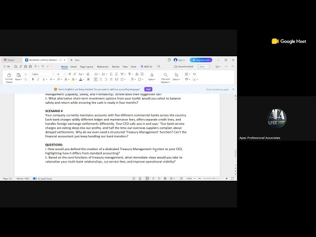 Financial Management -Nov. 2026 Diet - Cash and Funding Strategies