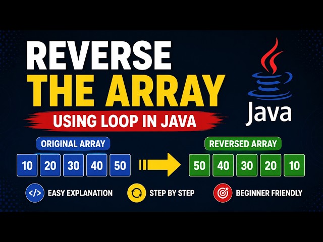 How to Reverse an Array in Java using a Loop? |  Arrays  | Reverse The Array | Interview Questions