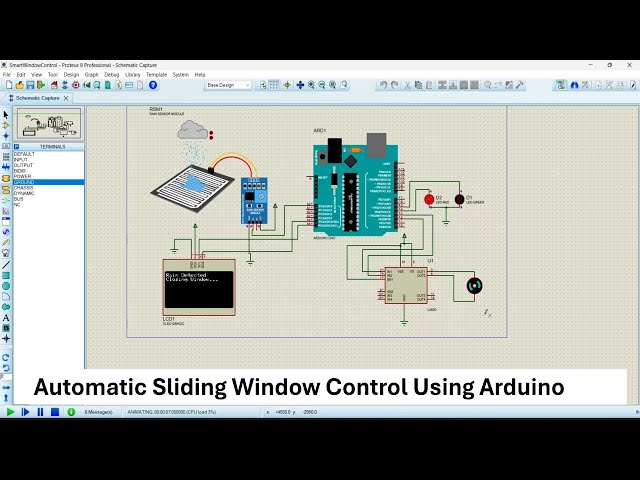 Automatic Sliding Window Using Arduino | Rain Sensor Project | Proteus Simulation
