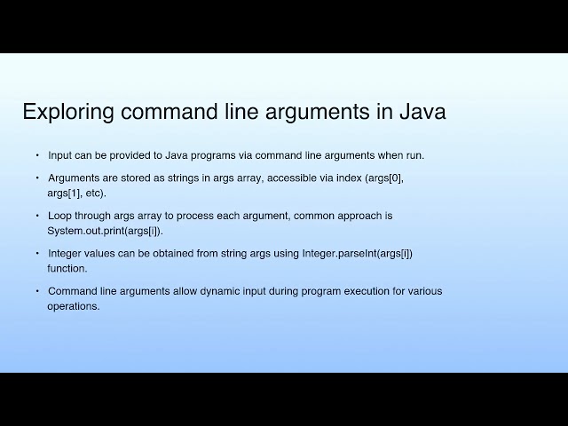 Exploring command line arguments in Java | Lecture 09: Java Programming Insights