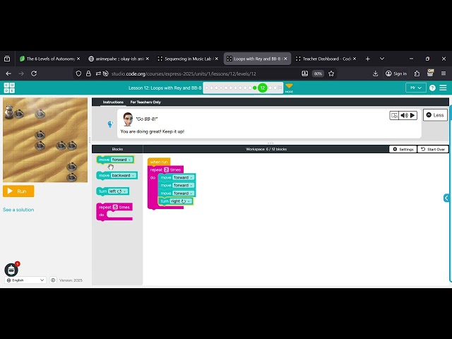 Loops with Rey and BB-8 #12 Express Course 2025 Code.org