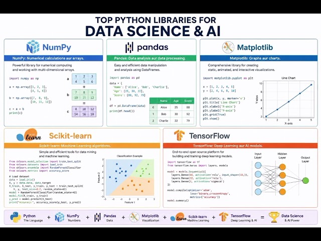  Python important libraries Numpy,pandas, matplotlib,Scikit-learn, Tensor flow 